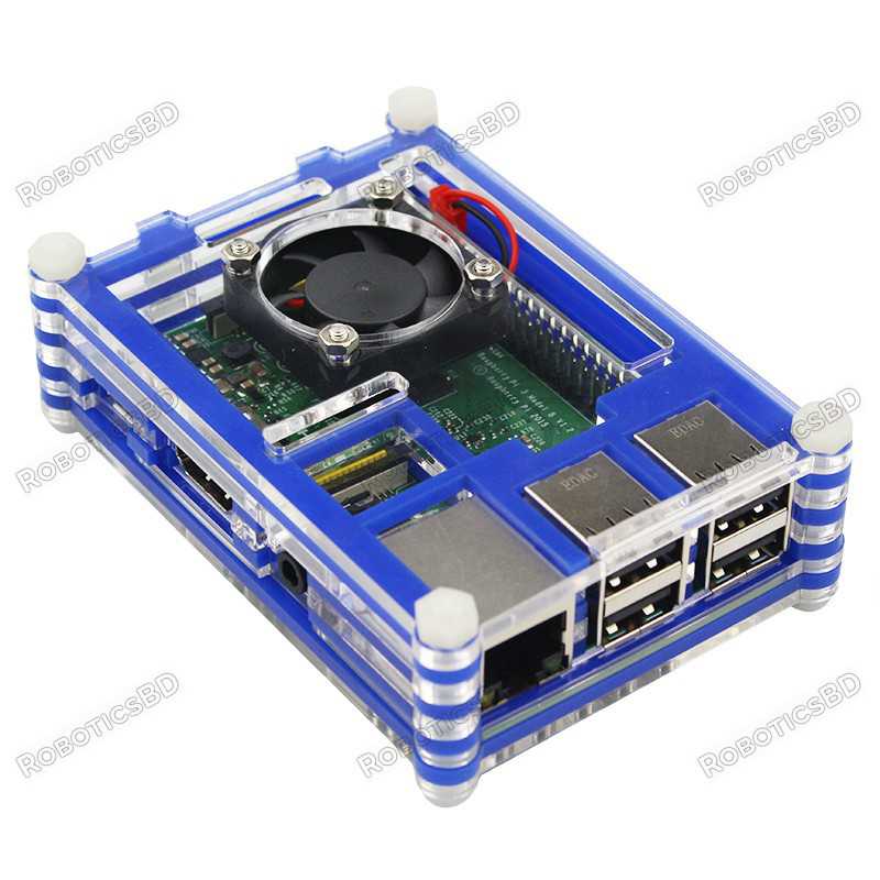 Raspberry Pi 3 Transparent Acrylic Shell Case + Cooling Fan for Raspberry Pi 3