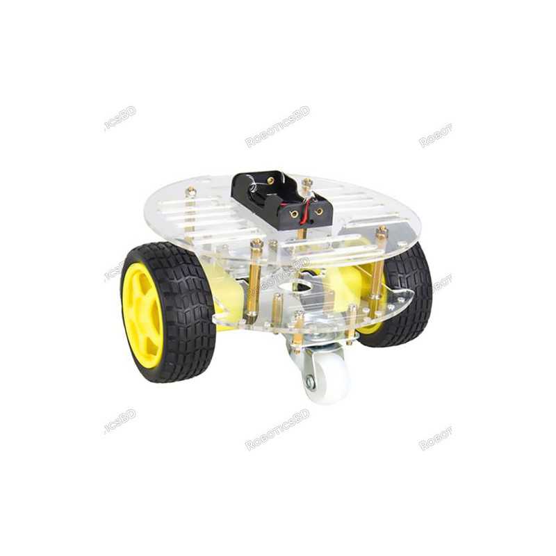2-drive Double-Deck Chassis for DIY Mini Round Robot Smart Car Chassis Kit 