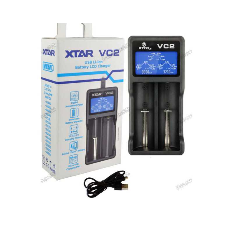 XTAR VC2 Charger with LCD Screen Display for 18650 26650 Battery
