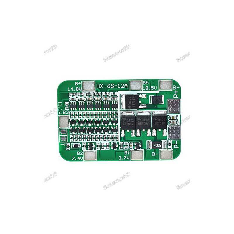 6S 15A 24V PCB BMS Protection Board for 6 Pack 18650 Li-ion Lithium Battery Cell Module DIY Kit Robotics Bangladesh