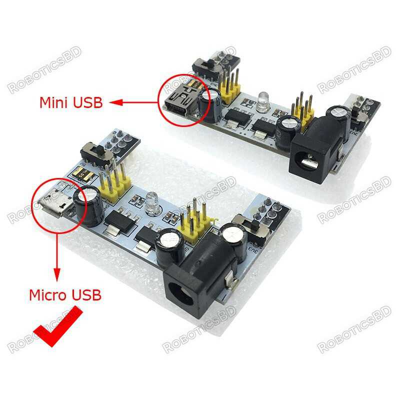 MB102 3.3V 7V to 12V DC Micro USB 5V Breadboard Power Supply 