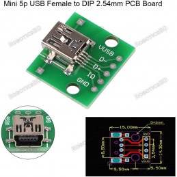 Mini USB to Breadboard & PCB 2.54mm DIP 5P Adapter Robotics Bangladesh