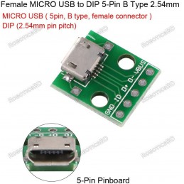 Micro USB to Breadboard & PCB 2.54mm DIP 5P Adapter Robotics Bangladesh