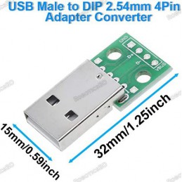 USB Type A Male to Breadboard & PCB 2.54mm DIP 4P Adapter Robotics Bangladesh