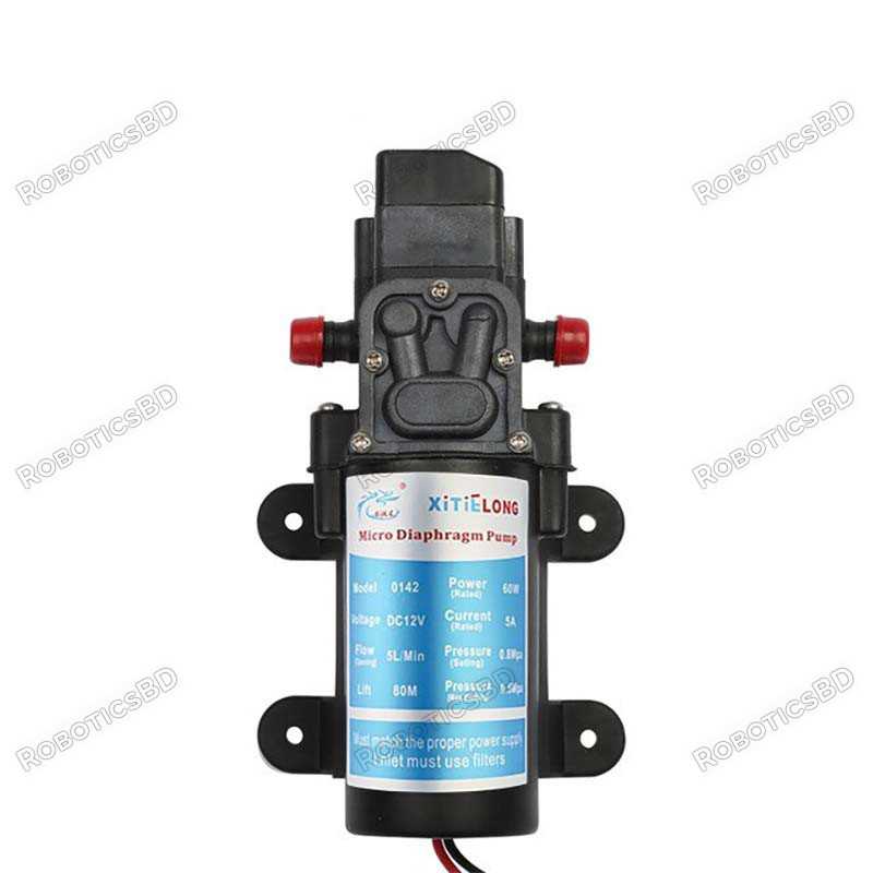 DC 12V 60W High Pressure Micro Diaphragm Water Pump Automatic Switch 5L/min Range 8m Water Pump Robotics Bangladesh