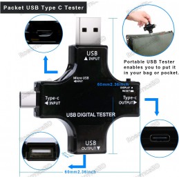 Multifunctional 2 in 1 Type C USB Tester Color Screen Robotics Bangladesh
