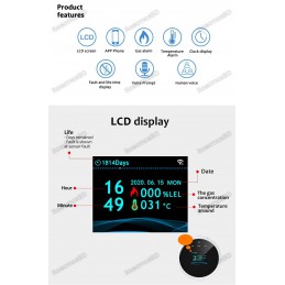 Smart Gas Leak Detector Tuya Wifi Smart Natural Gas Alarm Sensor with LCD Display Robotics Bangladesh