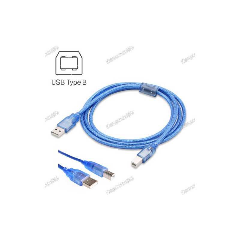Cable For Arduino UNO/MEGA (USB A to B)-3.2 Feet/1Meter Robotics Bangladesh