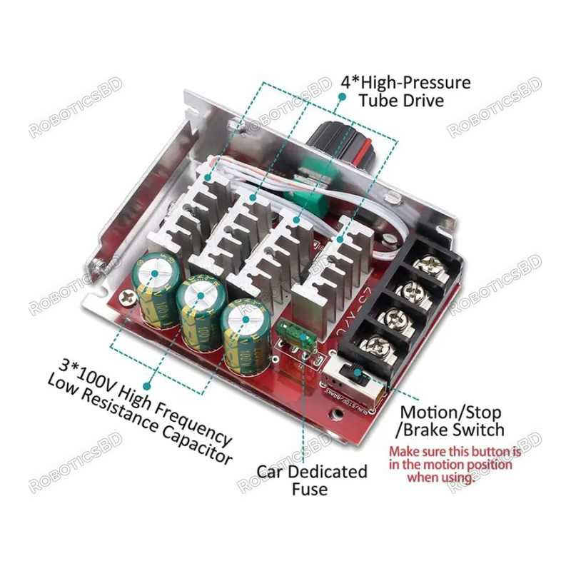 7-70V 30A PWM DC Motor Speed Controller Switch with 30 Amp Fuse Robotics Bangladesh