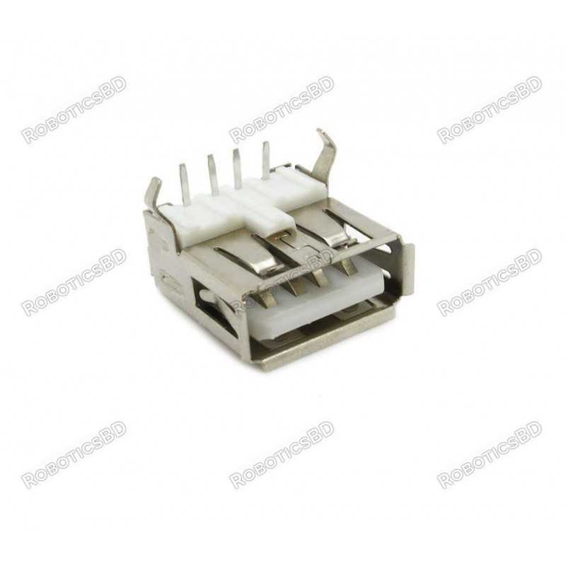 USB Female Type A DIP Connector PCB Mount Right Angle Robotics Bangladesh