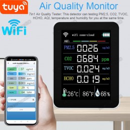 Tuya 7in1 WiFi Air Quality Monitor PM2.5 CO2 TVOC HCHO AQI Robotics Bangladesh