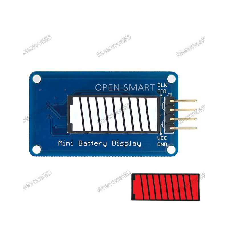 Open Smart Battery Style Digital Tube LED Battery Level Display Module Robotics Bangladesh