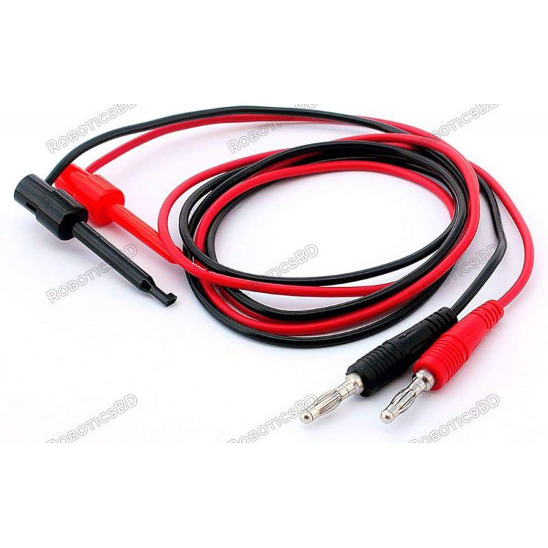 4mm Banana Plug to Mini Grabber Test Hook Clips Test Leads (Red and Black) 1 Meter Robotics Bangladesh