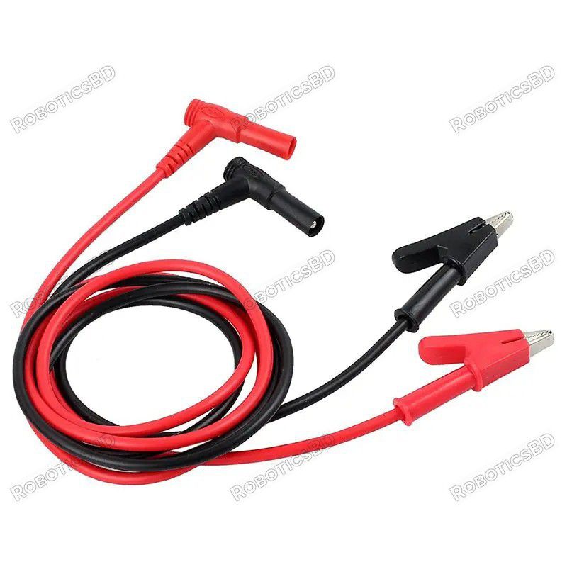 Banana Plug to Alligator Clip Test Lead Crocodile Clip Heavy Duty 1M Long (Red & Black) Robotics Bangladesh