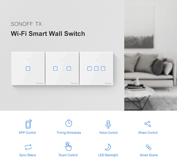 Sonoff TX Series WiFi Wall Switches T3 EU 3 Gang